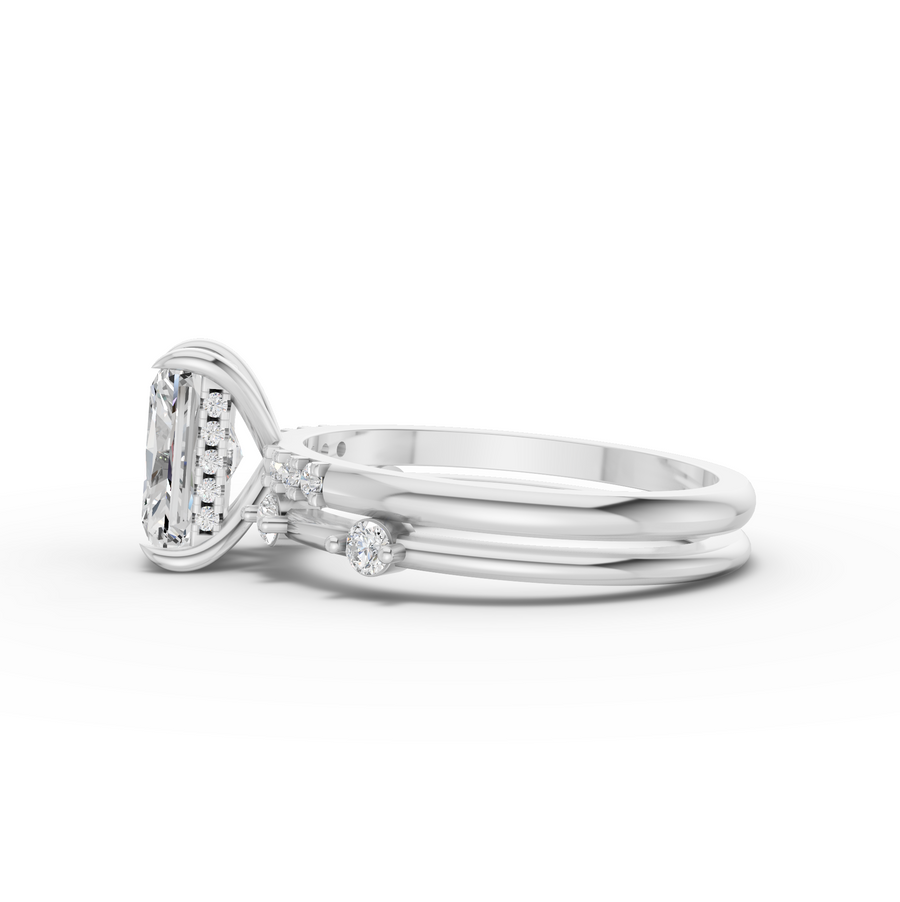 1.74 Ct Radiant Solitaire With Side Band Ring Set 1.5 Ct Center