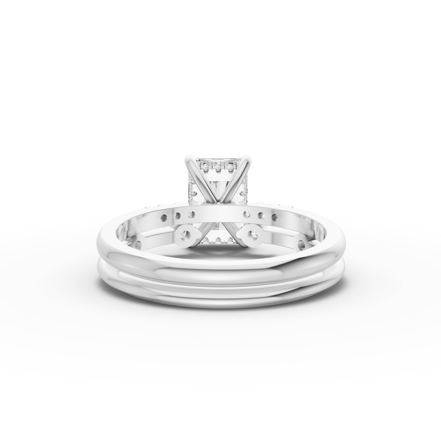 1.74 Ct Radiant Solitaire With Side Band Ring Set 1.5 Ct Center