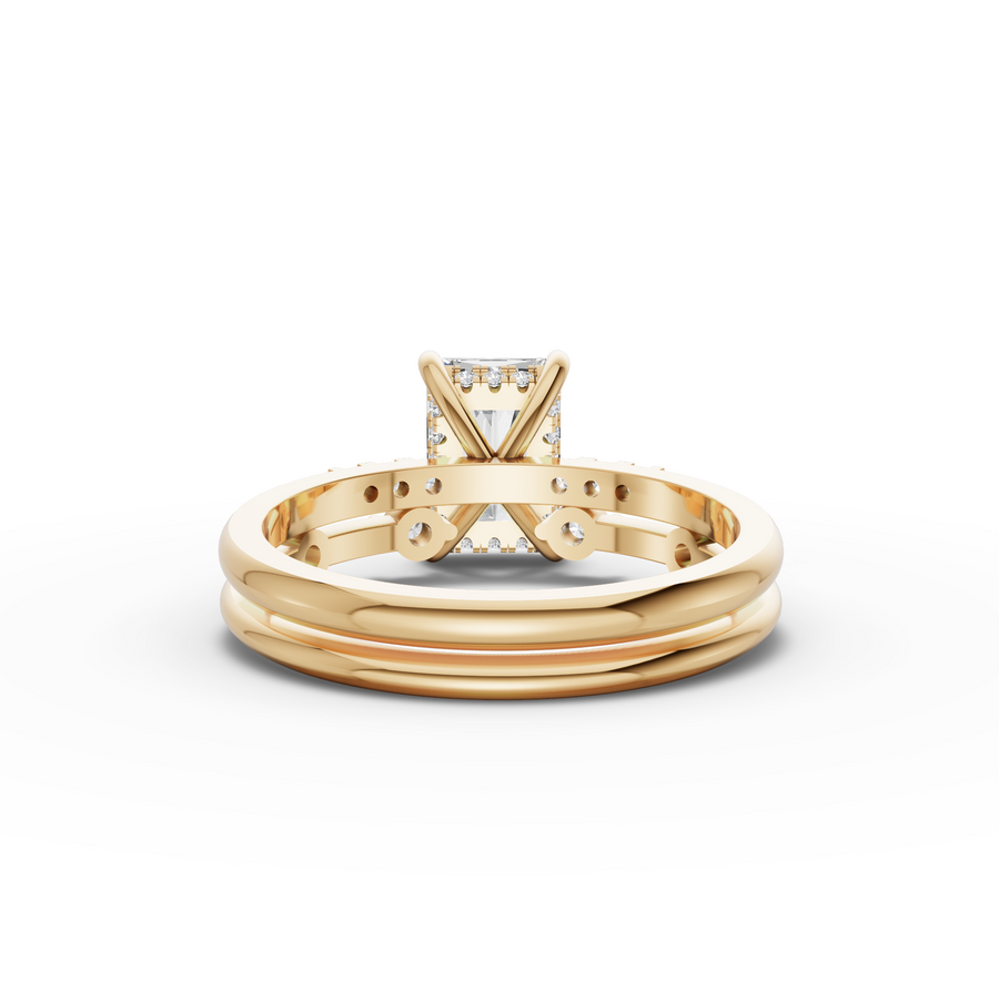 1.74 Ct Radiant Solitaire With Side Band Ring Set 1.5 Ct Center