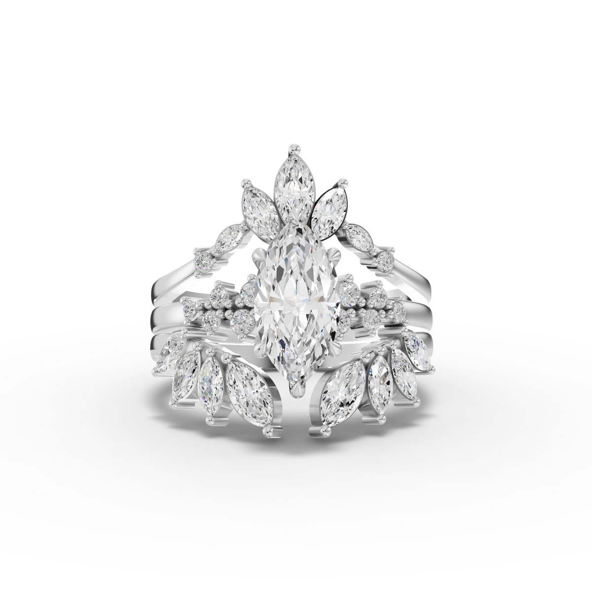 1.88 Ct Vintage Marquise Lab Diamond Floral Halo Ring 1.00 Ct Center