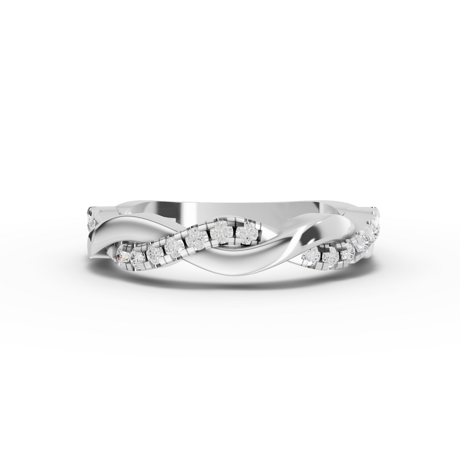 0.31 ct round diamond infinity twist wedding band with lab grown diamond accents in premium metal