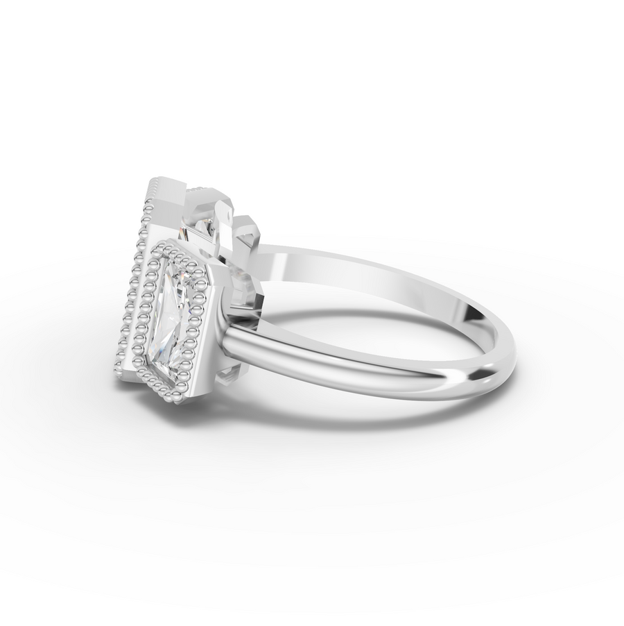 4.00 Ct Radiant Bezel Three Stone Ring 2.00 Ct Center