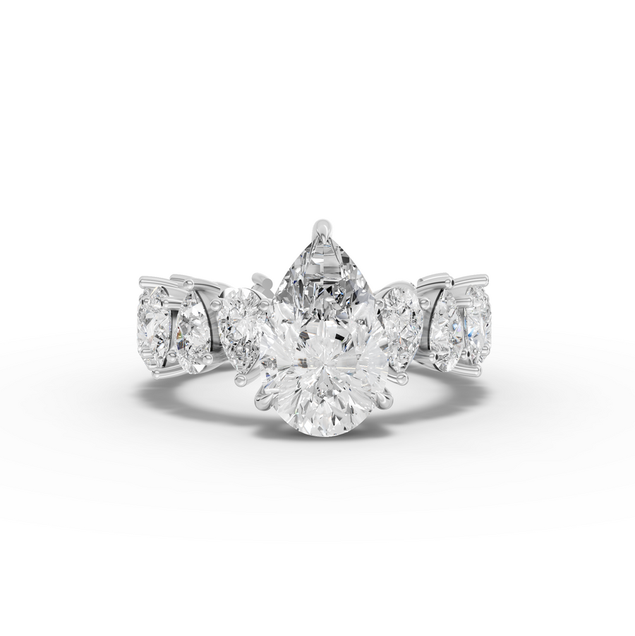 4.83 Ct Pear Solitaire With Side Stone Ring 1.50 Ct Center