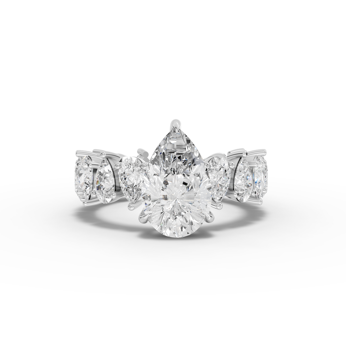 4.83 Ct Pear Solitaire Lab Diamond Accent Ring 1.50 Ct Center