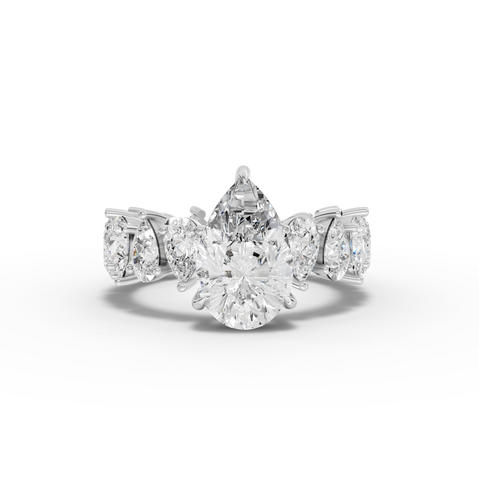 4.83 Ct Pear Solitaire Lab Diamond Accent Ring 1.50 Ct Center
