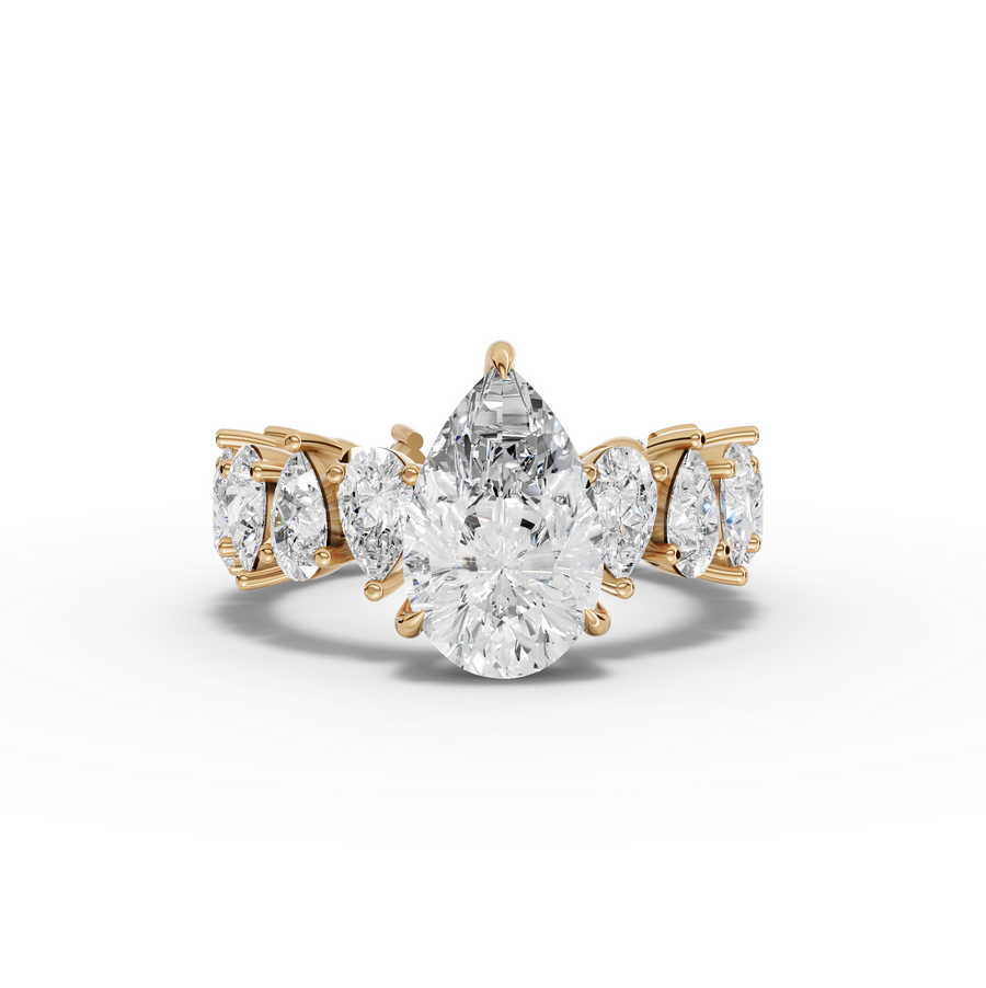 4.83 Ct Pear Solitaire With Side Stone Ring 1.50 Ct Center
