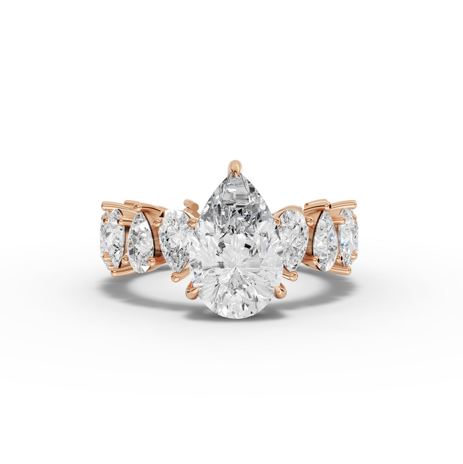 4.83 Ct Pear Solitaire With Side Stone Ring 1.50 Ct Center