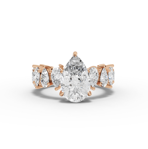 4.83 Ct Pear Solitaire Lab Diamond Accent Ring 1.50 Ct Center