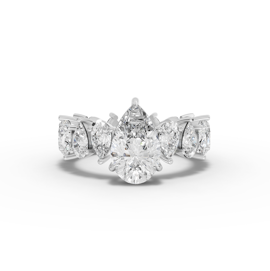 4.83 ct pear lab grown diamond accent ring with 1.50 ct center stone in a refined solitaire-inspired design