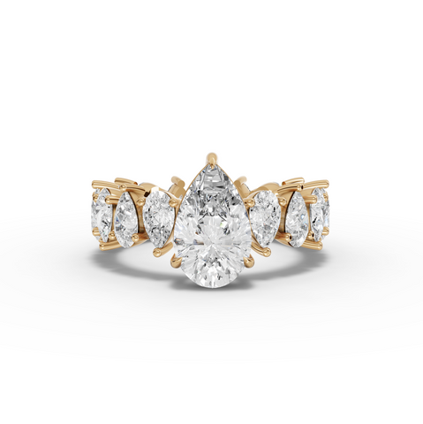 4.83 Ct Pear Solitaire Lab Diamond Accent Ring 1.50 Ct Center