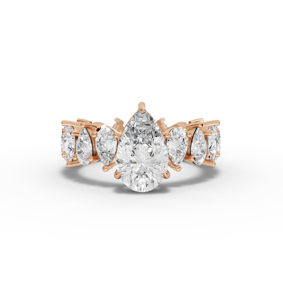 4.83 Ct Pear Solitaire With Side Stone Ring 1.50 Ct Center