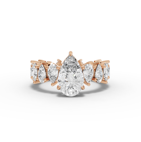 4.83 Ct Pear Solitaire Lab Diamond Accent Ring 1.50 Ct Center