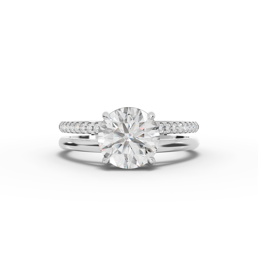 1.60 ct round solitaire lab diamond ring with 1.50 ct center and double band accent setting