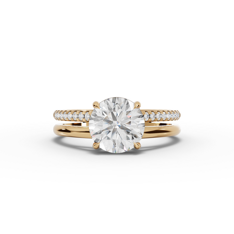 1.60 Ct Round Solitaire Lab Diamond Double Band Accent Ring 1.50 Ct Center