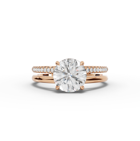 1.60 Ct Round Solitaire Lab Diamond Double Band Accent Ring 1.50 Ct Center