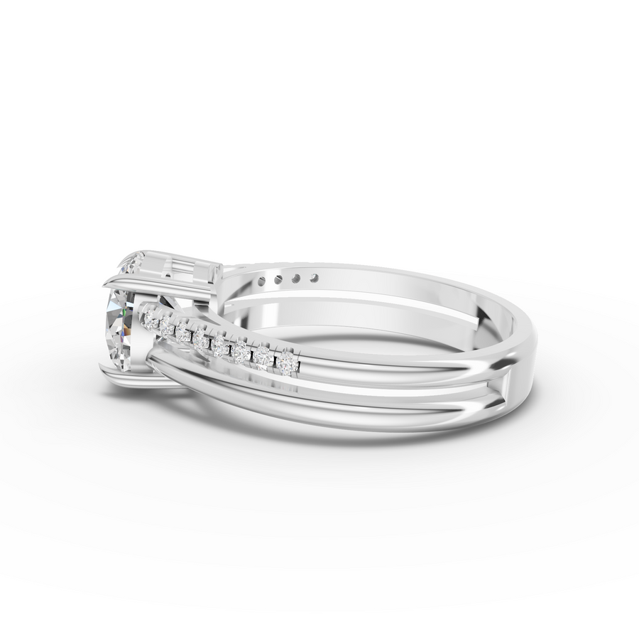 1.60 Ct Round Lab Diamond Split Ring 1.50 Ct Center