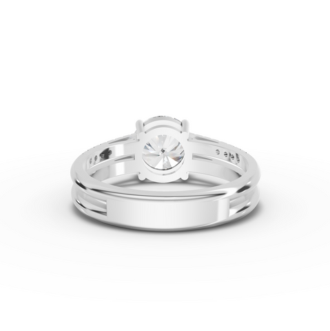 1.60 Ct Round Solitaire Lab Diamond Double Band Accent Ring 1.50 Ct Center