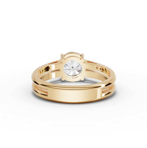 1.60 Ct Round Solitaire Lab Diamond Double Band Accent Ring 1.50 Ct Center