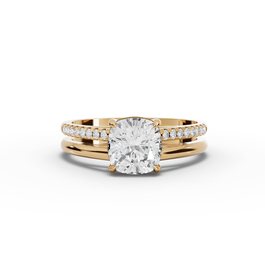 1.60 Ct Cushion Lab Diamond Split Ring 1.50 Ct Center