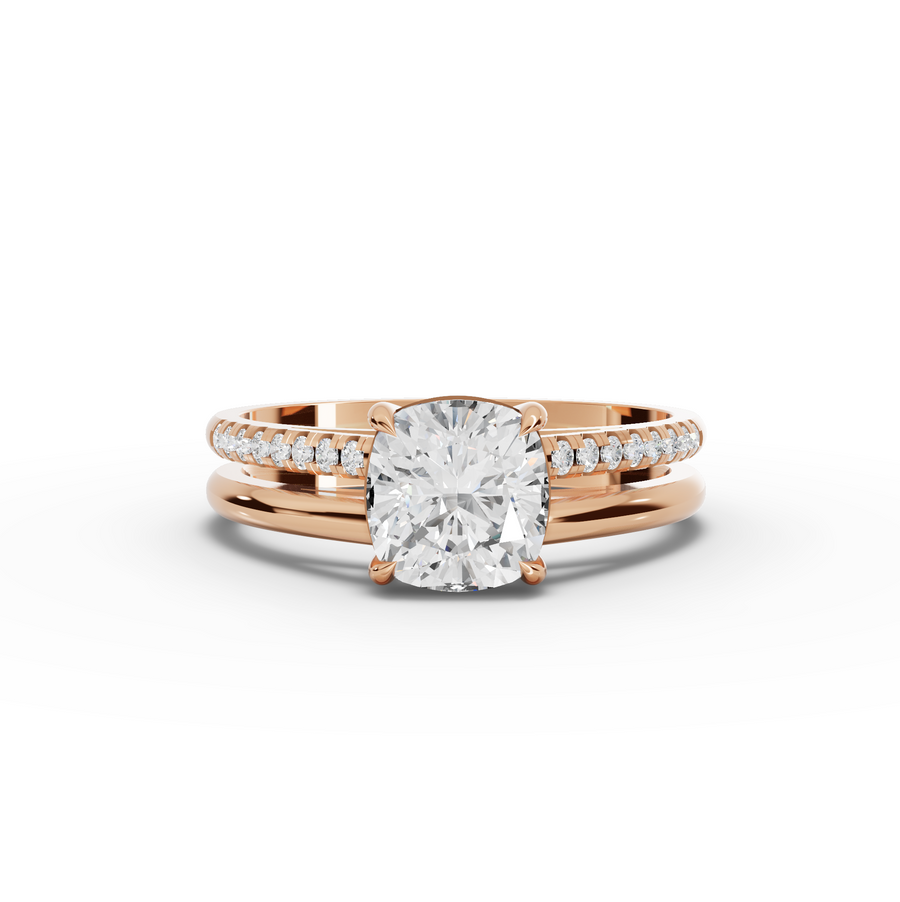 1.60 Ct Cushion Lab Diamond Split Ring 1.50 Ct Center