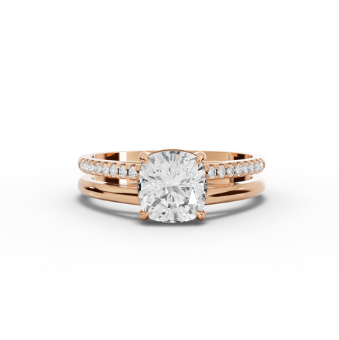 1.60 Ct Cushion Lab Diamond Split Ring 1.50 Ct Center