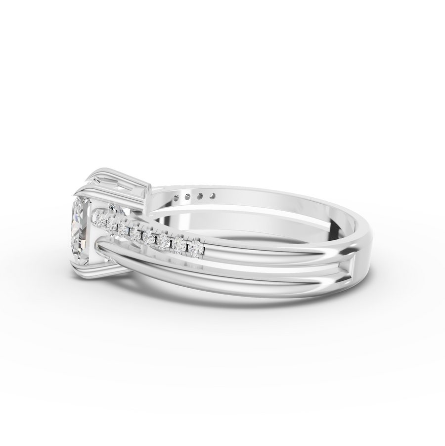 1.60 Ct Princess Lab Diamond Split Ring 1.50 Ct Center