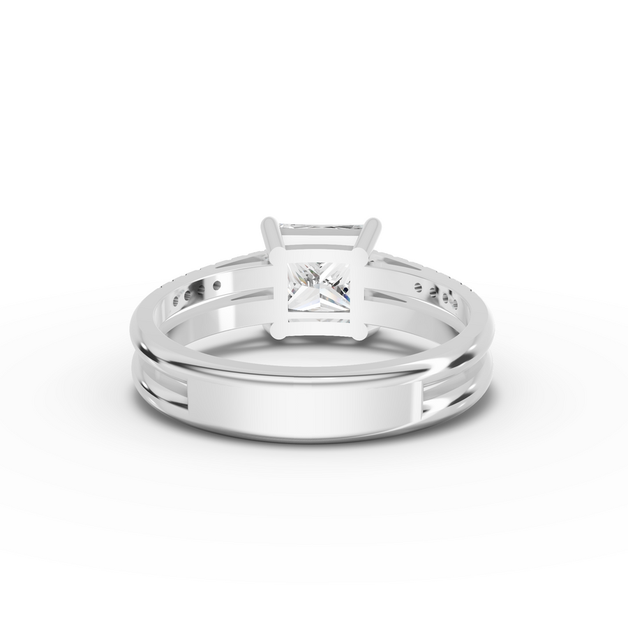 1.60 Ct Princess Lab Diamond Split Ring 1.50 Ct Center