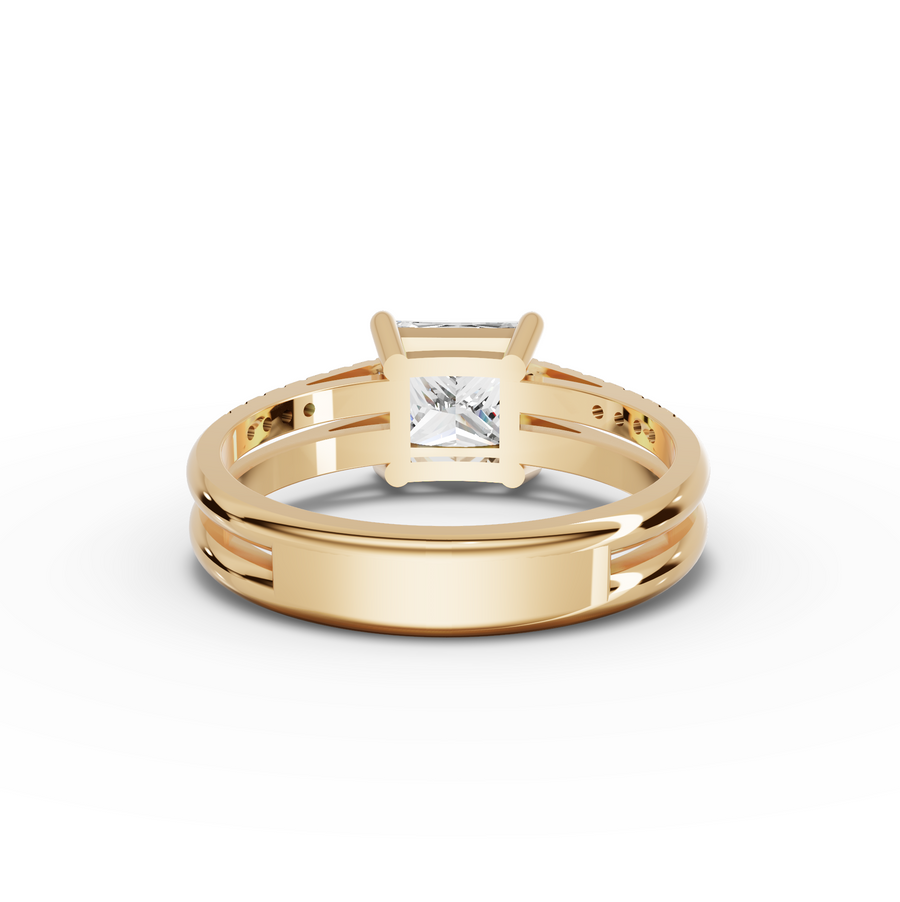 1.60 Ct Princess Lab Diamond Split Ring 1.50 Ct Center