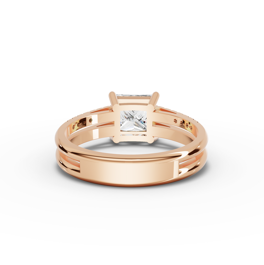 1.60 Ct Princess Lab Diamond Split Ring 1.50 Ct Center