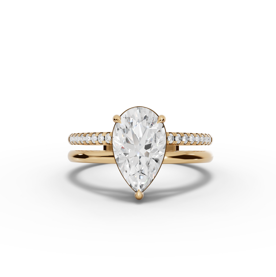 1.60 Ct Pear Lab Diamond Split Ring 1.50 Ct Center