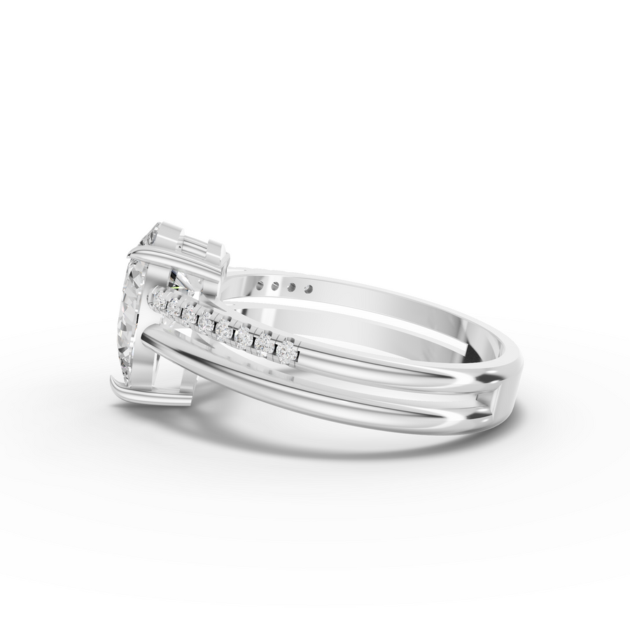 1.60 Ct Pear Lab Diamond Split Ring 1.50 Ct Center