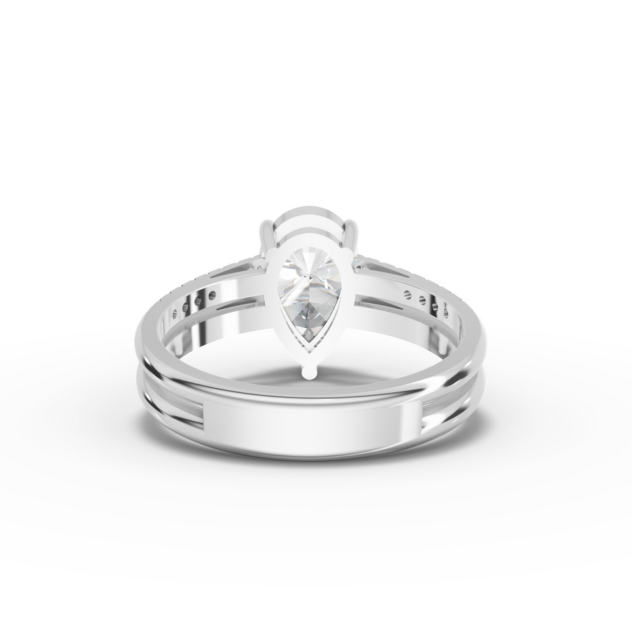 1.60 Ct Pear Lab Diamond Split Ring 1.50 Ct Center