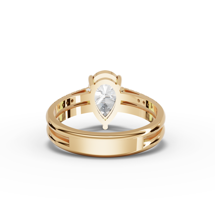 1.60 Ct Pear Lab Diamond Split Ring 1.50 Ct Center