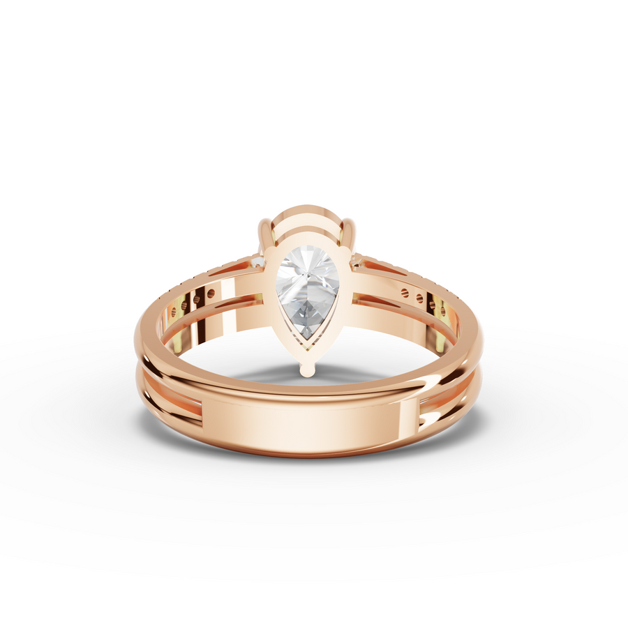 1.60 Ct Pear Lab Diamond Split Ring 1.50 Ct Center