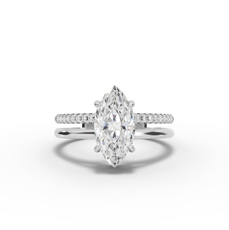1.60 ct marquise solitaire lab diamond ring with 1.50 ct center stone and double band setting