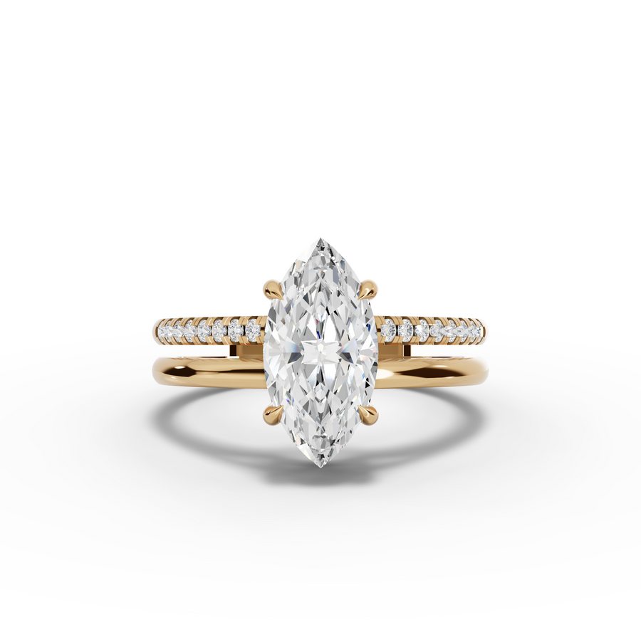 1.60 Ct Marquise Lab Diamond Split Ring 1.50 Ct Center