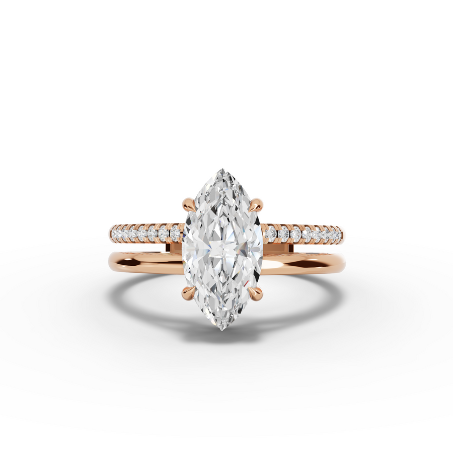 1.60 Ct Marquise Lab Diamond Split Ring 1.50 Ct Center