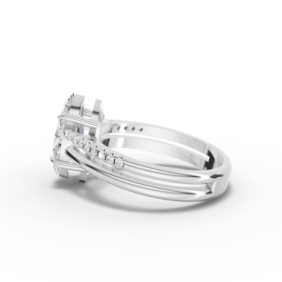 1.60 Ct Marquise Lab Diamond Split Ring 1.50 Ct Center