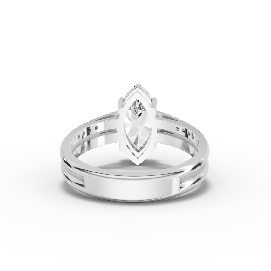 1.60 Ct Marquise Lab Diamond Split Ring 1.50 Ct Center