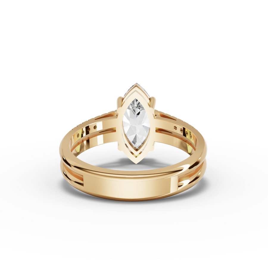 1.60 Ct Marquise Lab Diamond Split Ring 1.50 Ct Center