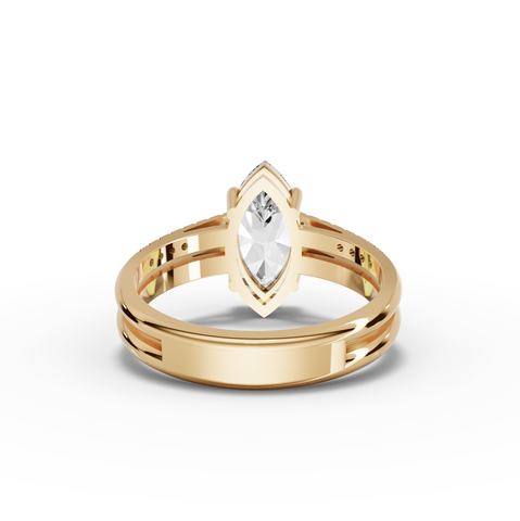 1.60 Ct Marquise Solitaire Lab Diamond Double Band Ring 1.50 Ct Center