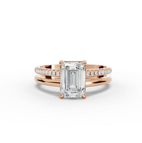 1.60 Ct Emerald Solitaire Lab Diamond Split Band Ring 1.50 Ct Center