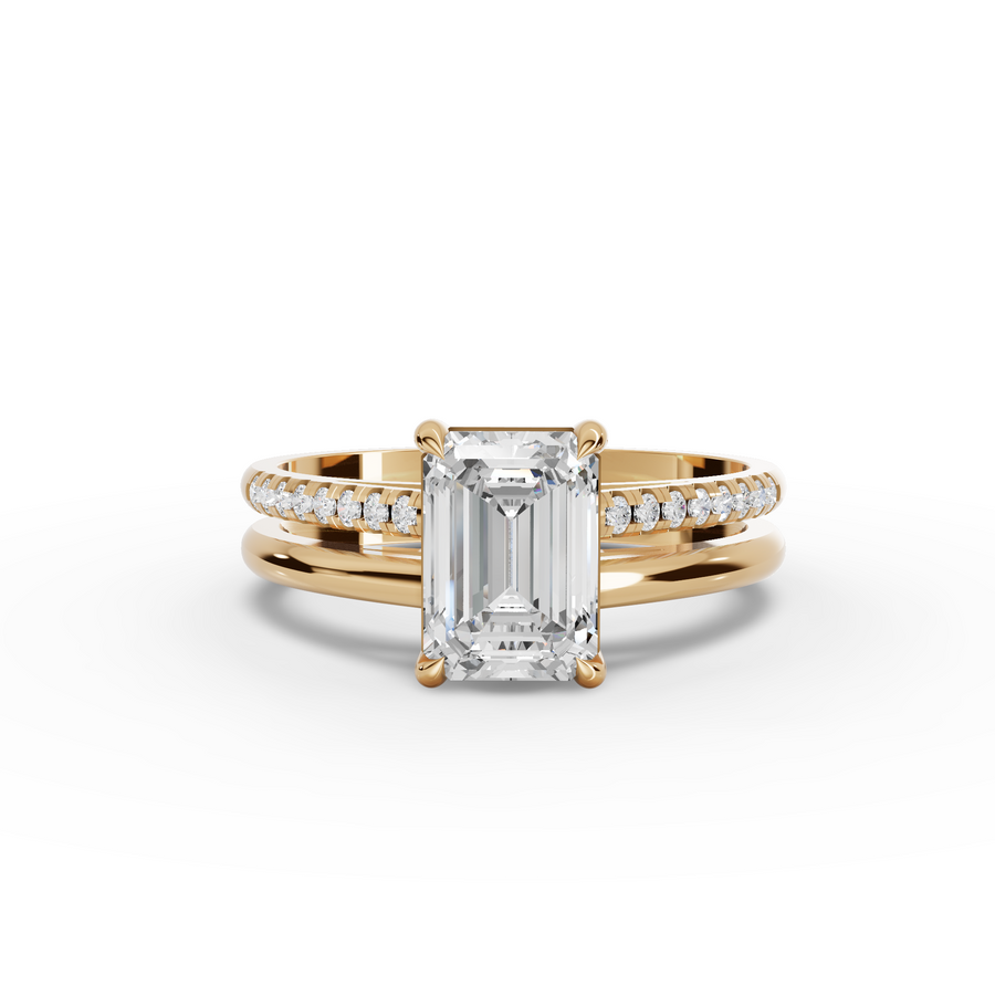 1.60 Ct Emerald Lab Diamond Split Ring 1.50 Ct Center
