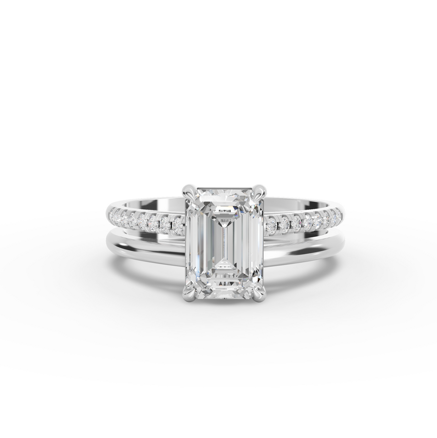 1.60 ct emerald solitaire lab diamond split band ring with 1.50 ct center stone