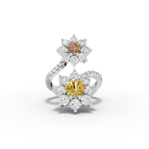 3.86 Ct Floral Wrap Lab Diamond Ring with Accent Band