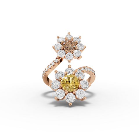 3.86 Ct Floral Wrap Lab Diamond Ring with Accent Band