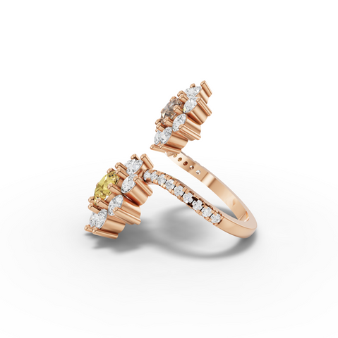 3.86 Ct Floral Wrap Lab Diamond Ring with Accent Band