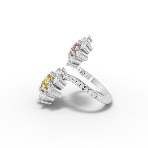 3.86 Ct Floral Wrap Lab Diamond Ring with Accent Band