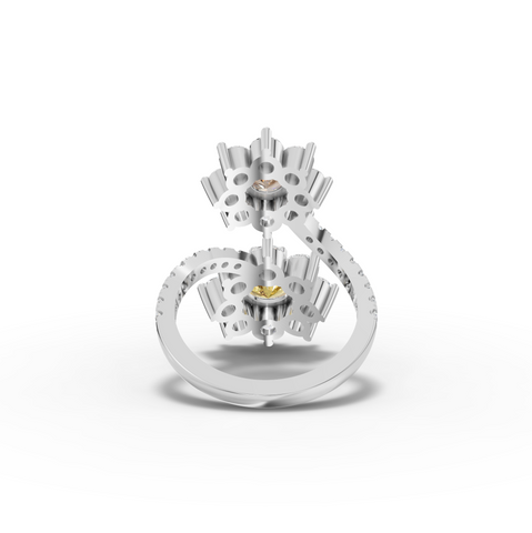 3.86 Ct Floral Wrap Lab Diamond Ring with Accent Band