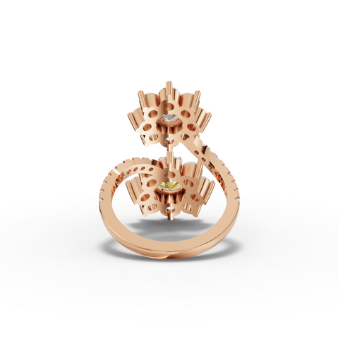 3.86 Ct Floral Wrap Lab Diamond Ring with Accent Band
